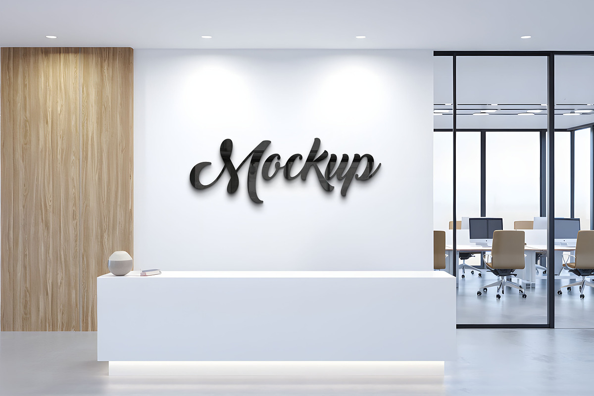 Modern Office Wall Logo Mockup, a Mockup by GenesisCreativeCo (Photo 3 of 3)