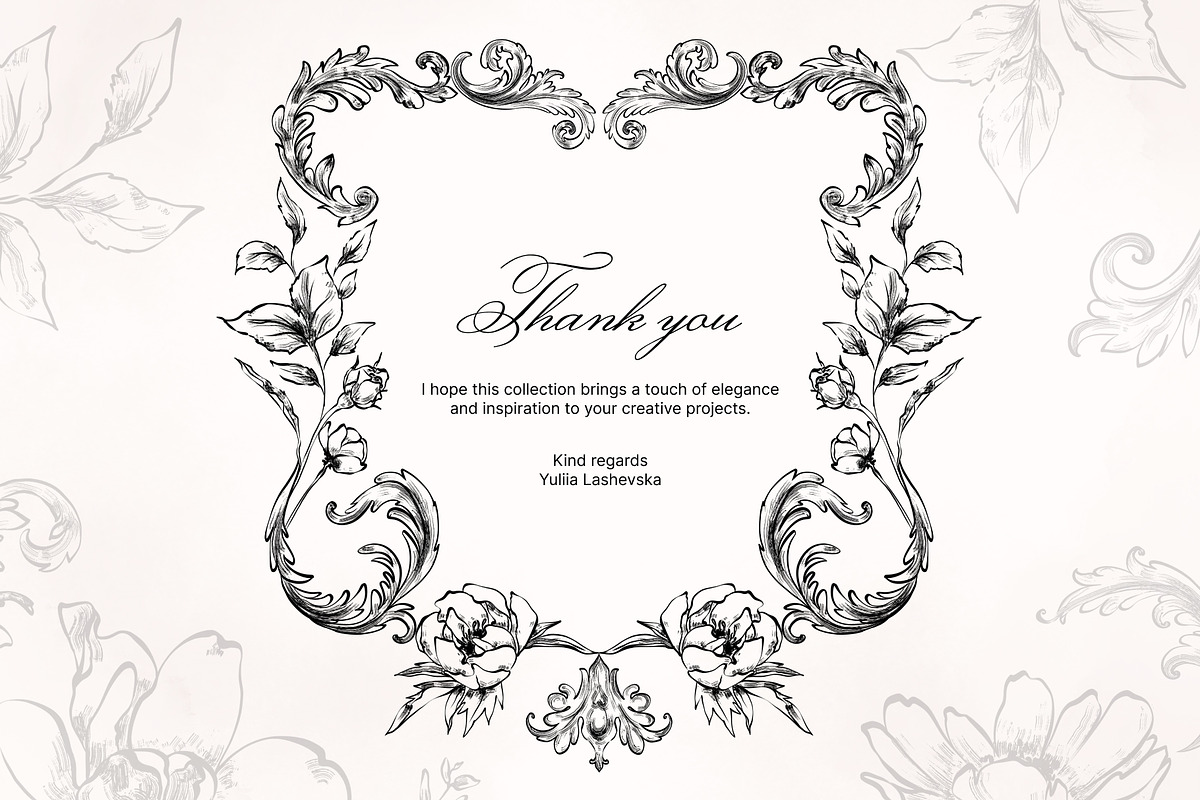 Sylvia vintage baroque floral frames, a Decorative Illustration by Yuliia Lashevska (Photo 9 of 9)