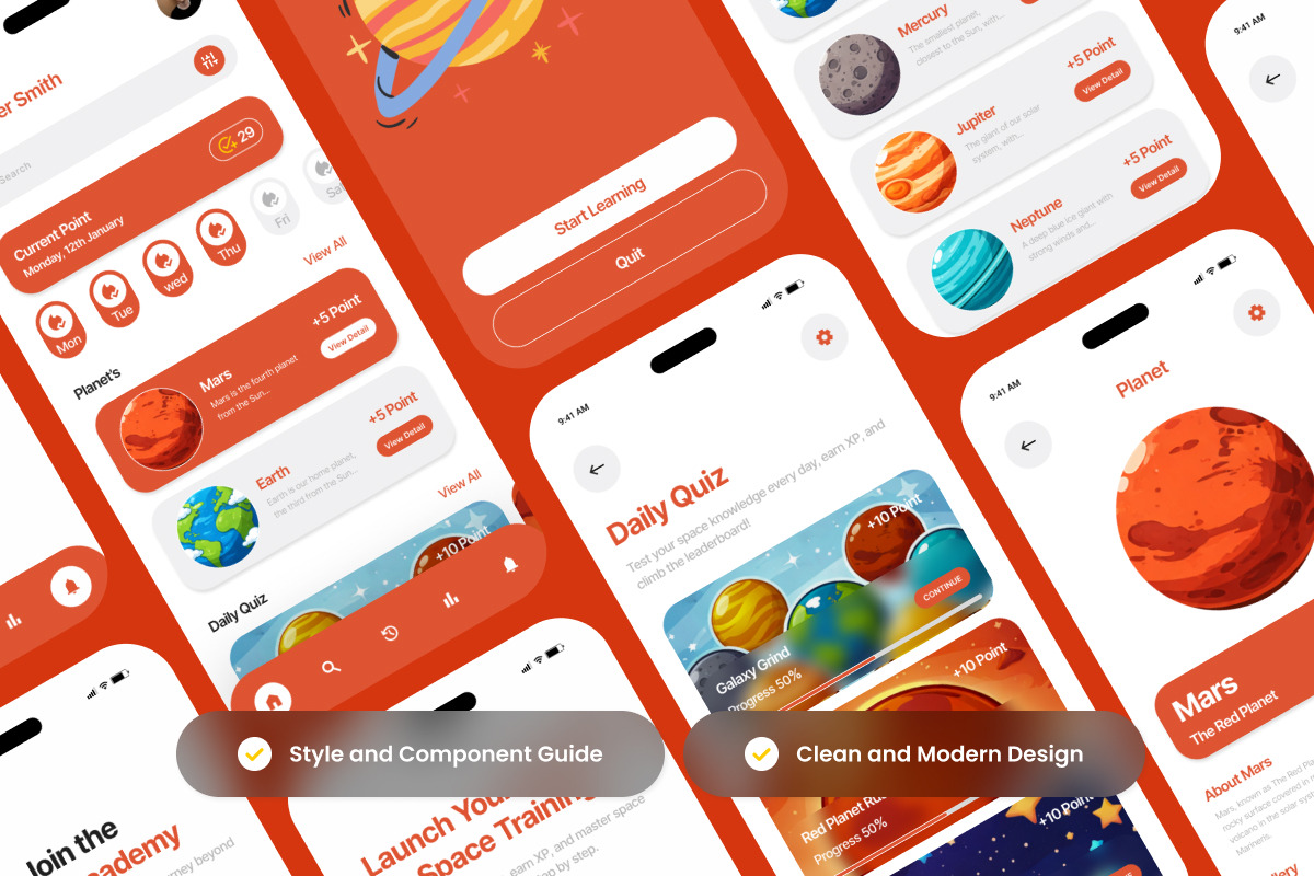Space Academy Training Quiz App, an App Template by productype1 (Photo 3 of 5)