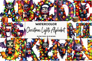 Christmas Lights Alphabet Sublimatio, an Illustration by DreamArtGraphic