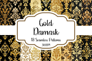 Gold Damask Seamless Patterns, a Pattern Graphic by PrintablesByFranklyn (Thumbnail 1 of 4)