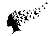 Woman Butterfly Hair Silhouette, an Object Illustration by yasushie (Thumbnail 11 of 31)