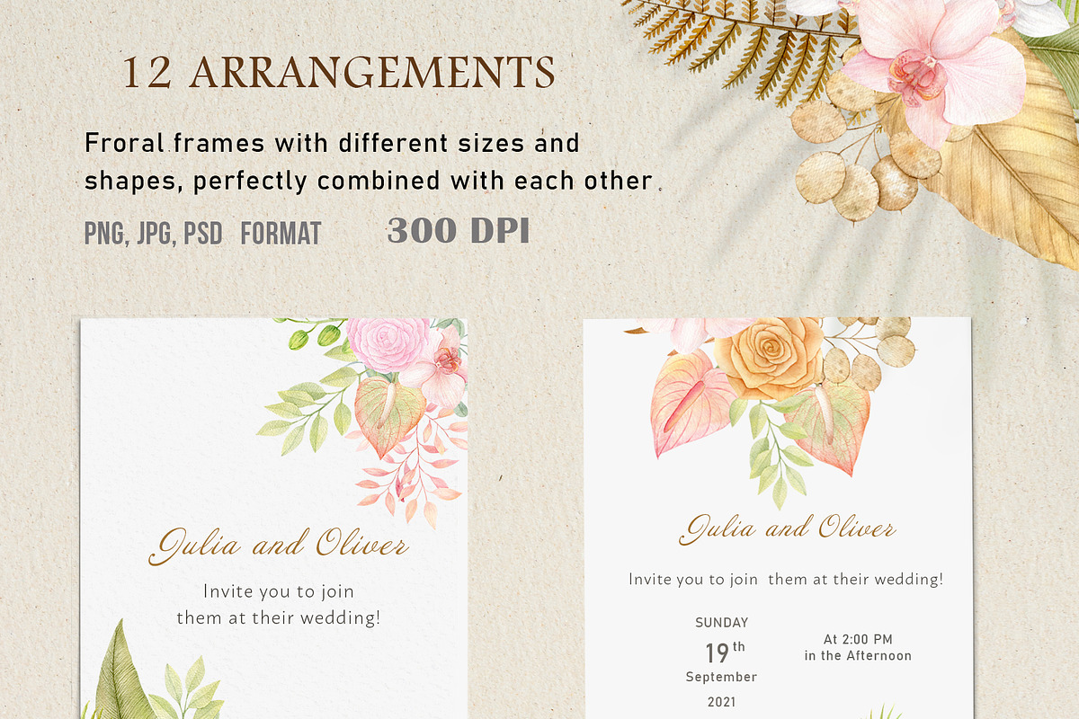 Tropical dried leaves set, an Illustration by svetodesign (Photo 6 of 16)