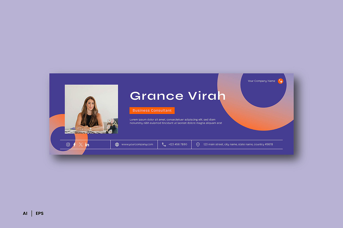Orange Email Signature, a Templates & Theme by Siska Arista