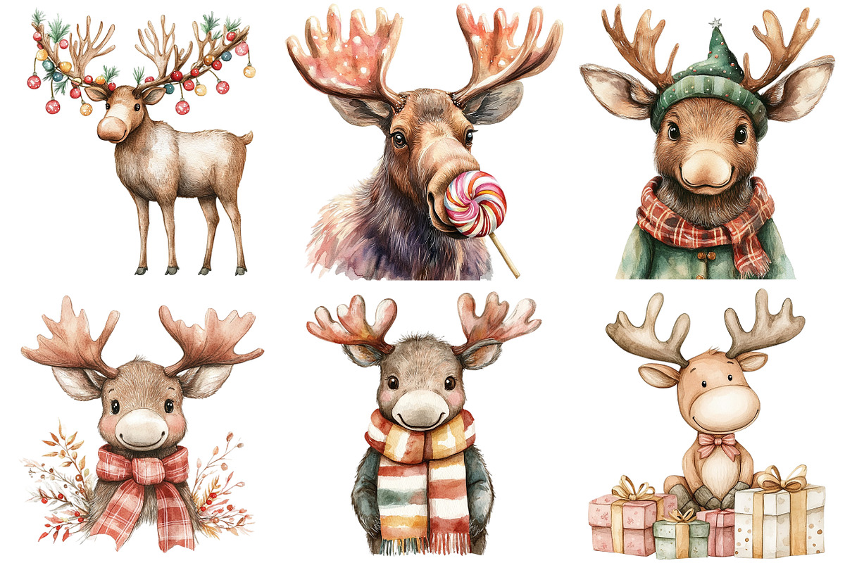 Cute Christmas Moose Sublimation, an Illustration by Craft Nest (Photo 5 of 7)