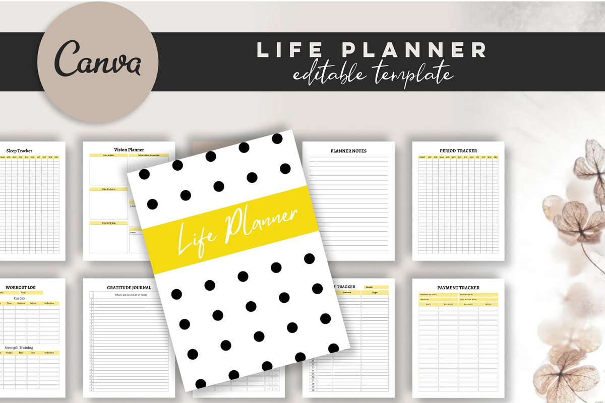 Printable Life Planner Template, a Stationery Template by Design House (Photo 2 of 9)