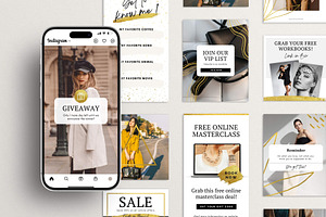 Gold Instagram Post Pack Canva