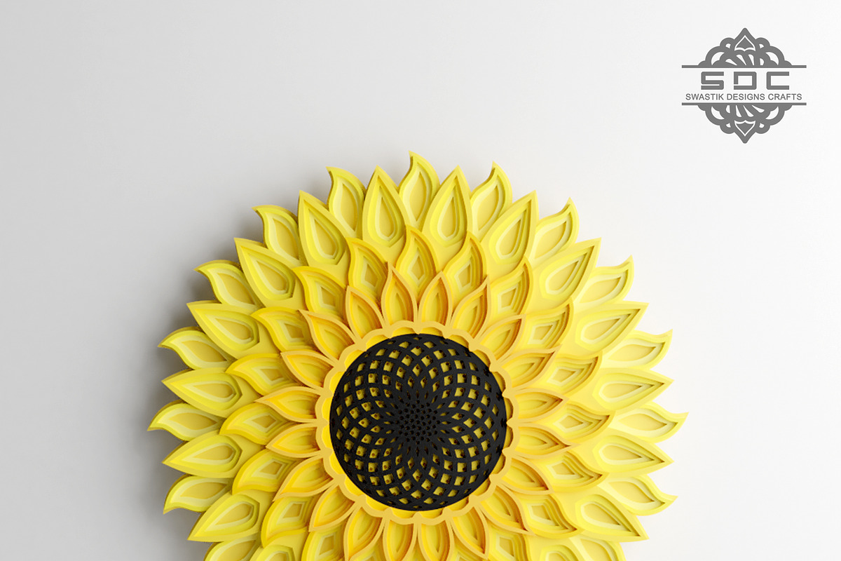 Sunflower Mandala dxf files laser, a Design Template by SwastikDesignsCrafts (Photo 2 of 5)