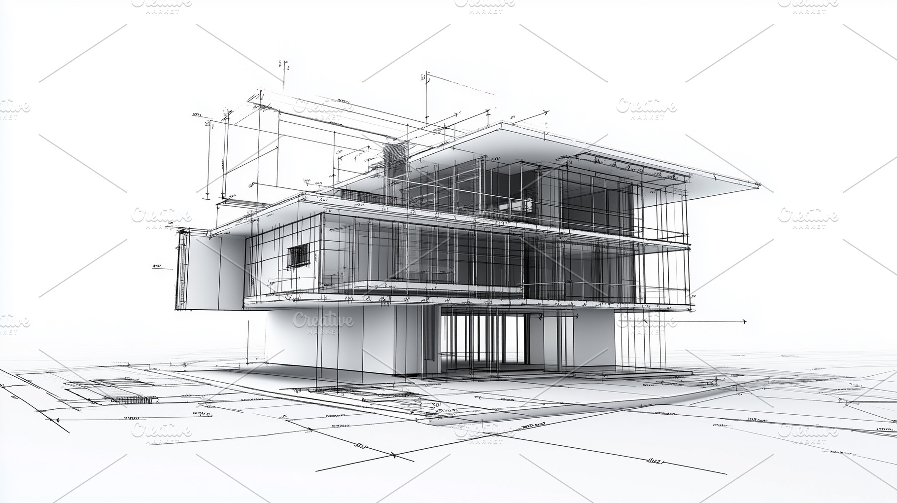 Sketch of contemporary house, an Architecture Photo by MistyDay