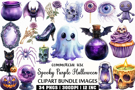 Spooky Purple Halloween Clipart