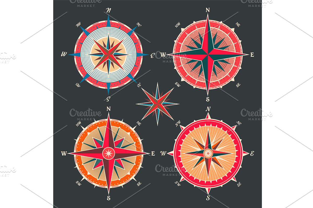Vintage marine wind rose, nautical, an Object Illustration by 32pixels