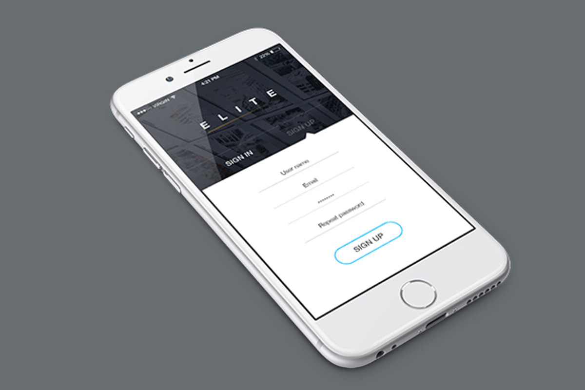 Elite Mobile App Login, an iPhone Mockup by Isma Shop (Photo 3 of 4)