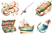Watercolor Best Fishing Clipart, a Graphic by CitraGraphics (Thumbnail 4 of 4)