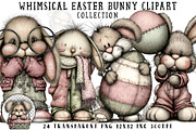 Whimsical Easter Bunny Clipart, an Illustration by OK Design (Thumbnail 1 of 6)