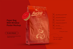 Paper Bag With Window Poster Mockup