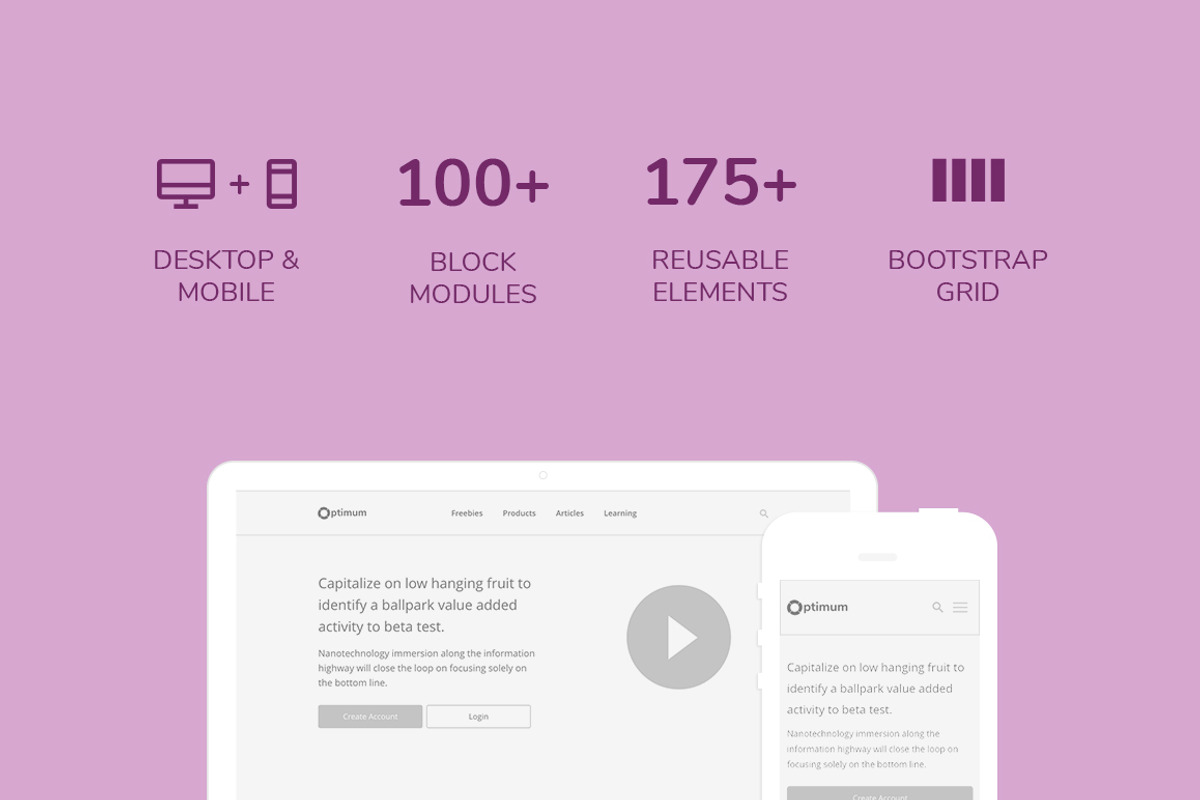 Optimum Wireframe Kit, a Wireframe Template by Kevin H. Design (Photo 2 of 7)