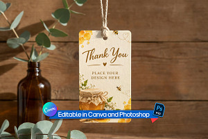 hanging tag with ribbon mockup