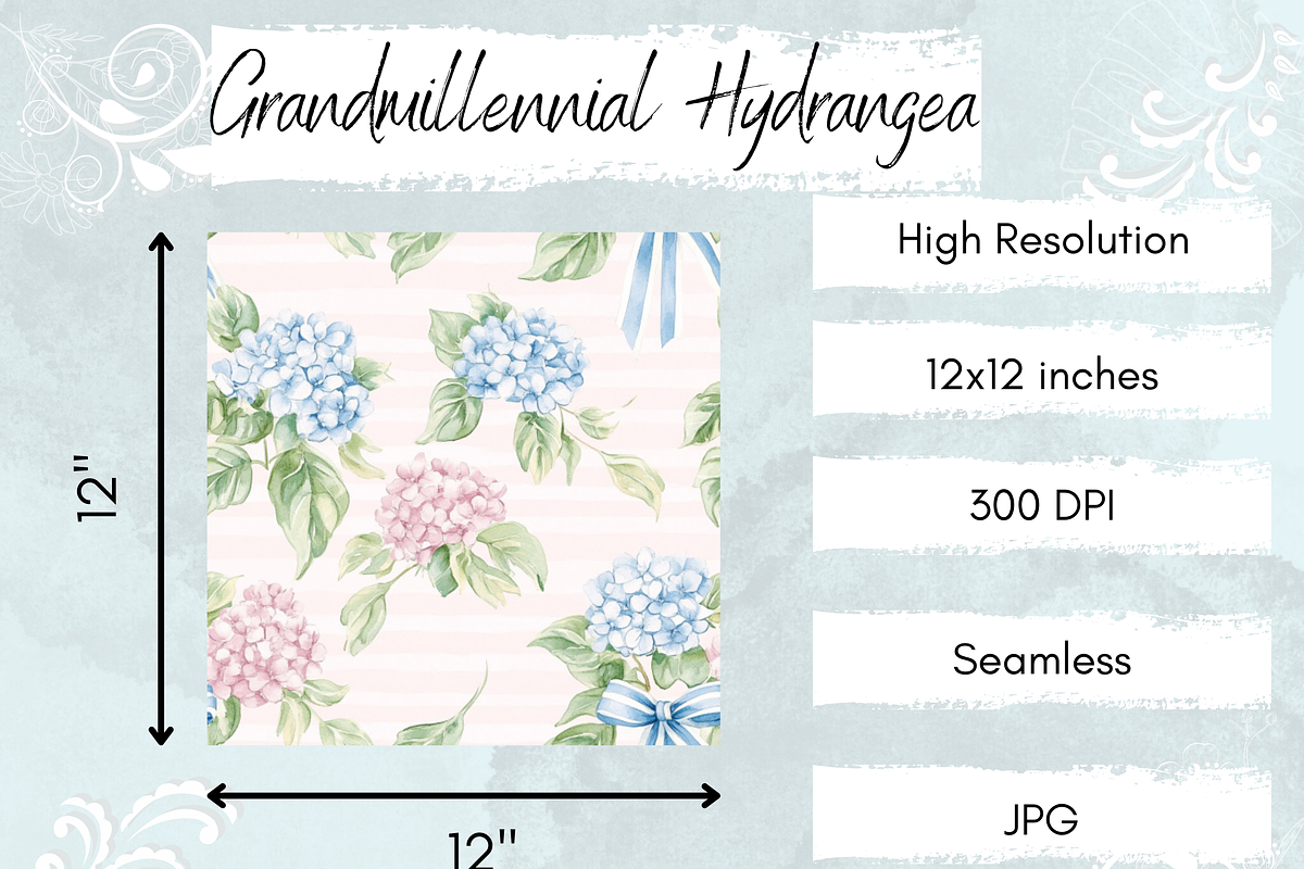 Grandmillennial Hydrangea Floral, a Pattern Graphic by Paper & Pattern Studio (Photo 4 of 9)