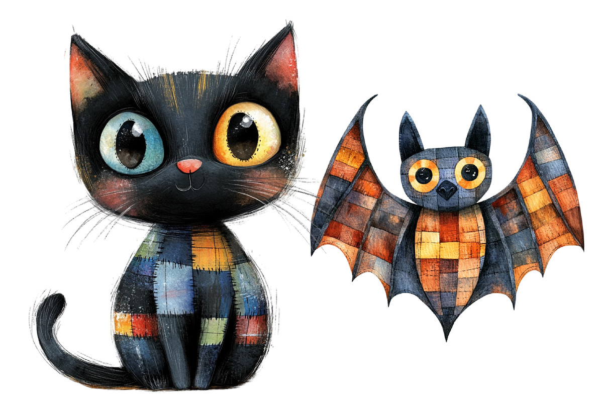 Patchwork Halloween Clipart Bundle, a Work Illustration by cherrydesign (Photo 4 of 4)