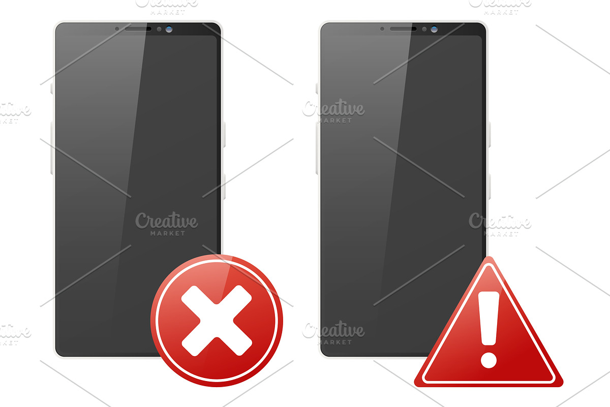 Realistic mobile phone with warning, an Object Illustration by Vectorbuum