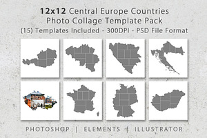 12x12 Europe Photo Collage Templates