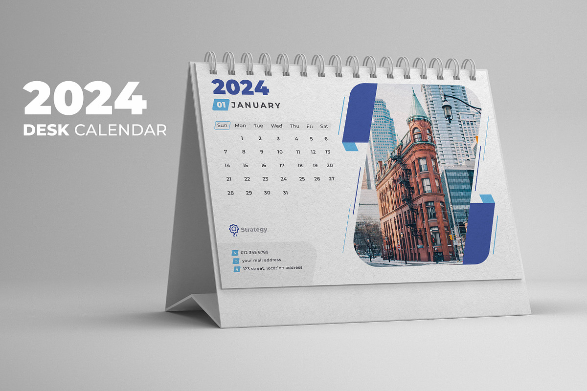 Desk Calendar 2024, a Print Template by Uiparvin (Photo 1 of 2)