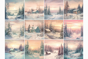 Winter Sunset Paintings