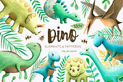 Watercolor Dinosaurs Collection, a Decorative Illustration by MariArtySpace (Thumbnail 1 of 12)