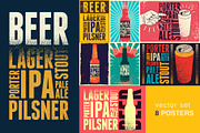 Beer grunge vector poster set., a Food Illustration by PoPaShop (Thumbnail 1 of 9)