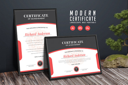 510. Modern Certificate Template, a Stationery Template by CreativeRezwan