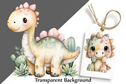 Dinosaurs watercolor clipart, an Illustration by DreamCafeArt (Thumbnail 4 of 7)