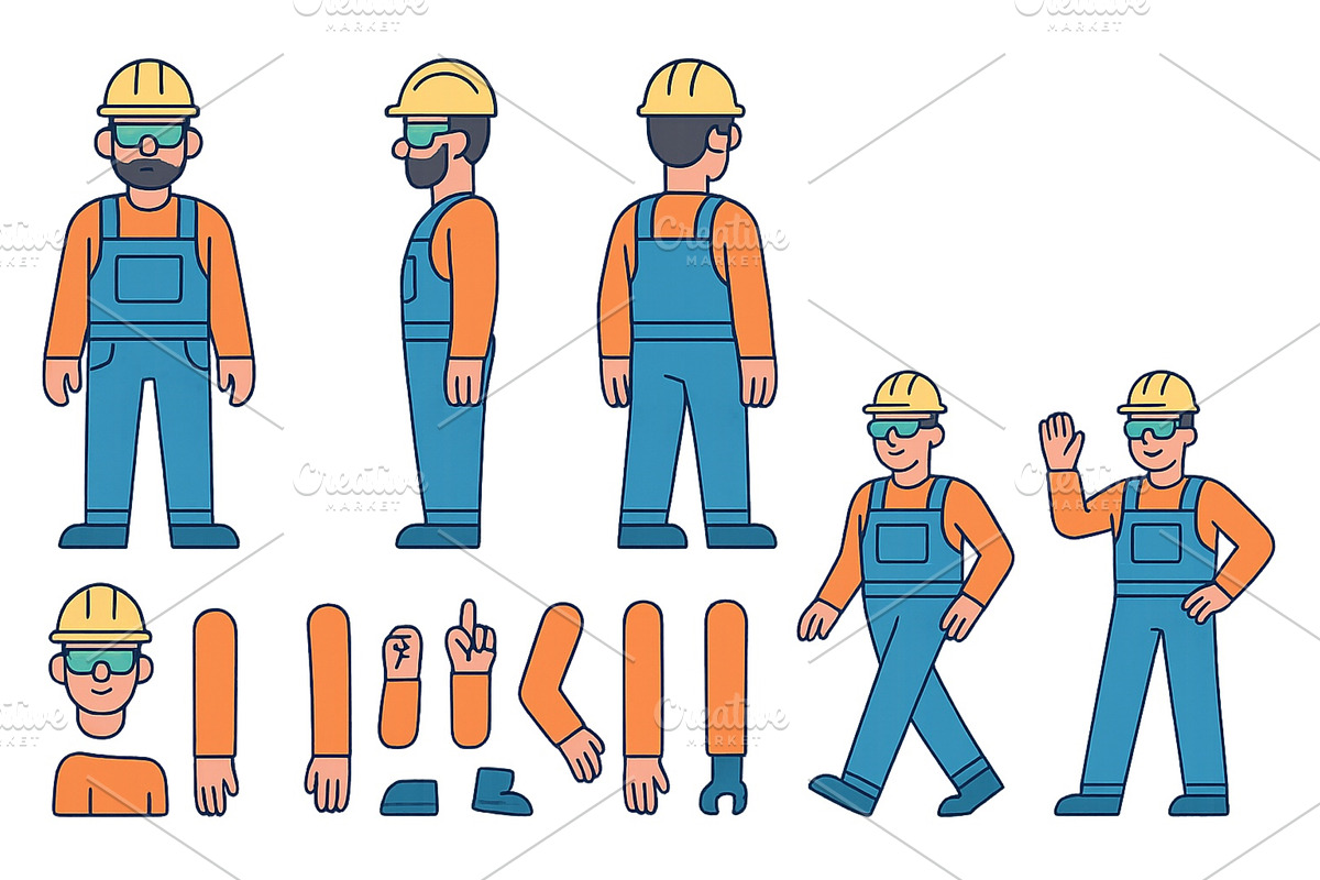 Construction worker character design, an Illustration by ZinetroN