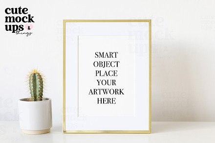 Gold Frame Cactus Mockup With Mount