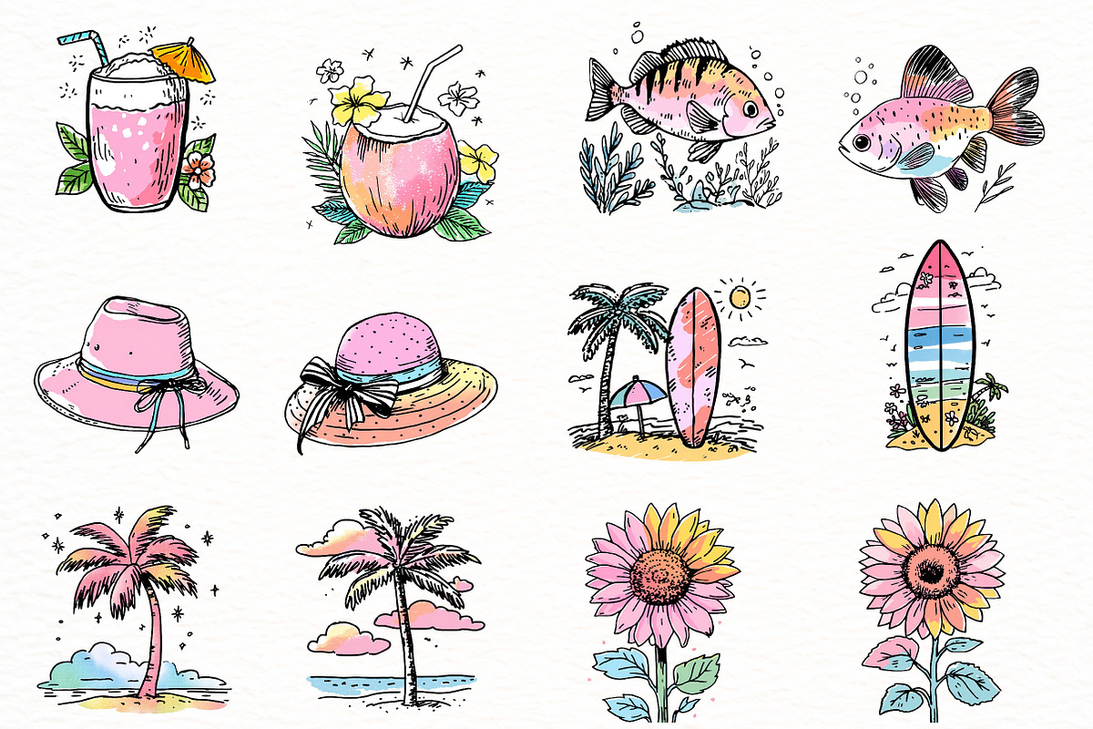 Hand Drawn Summer clipart, an Illustration by Designworld (Photo 5 of 5)