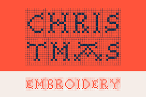 Christmas Embroidery cute font, a Slab Serif Font by kaer_shop