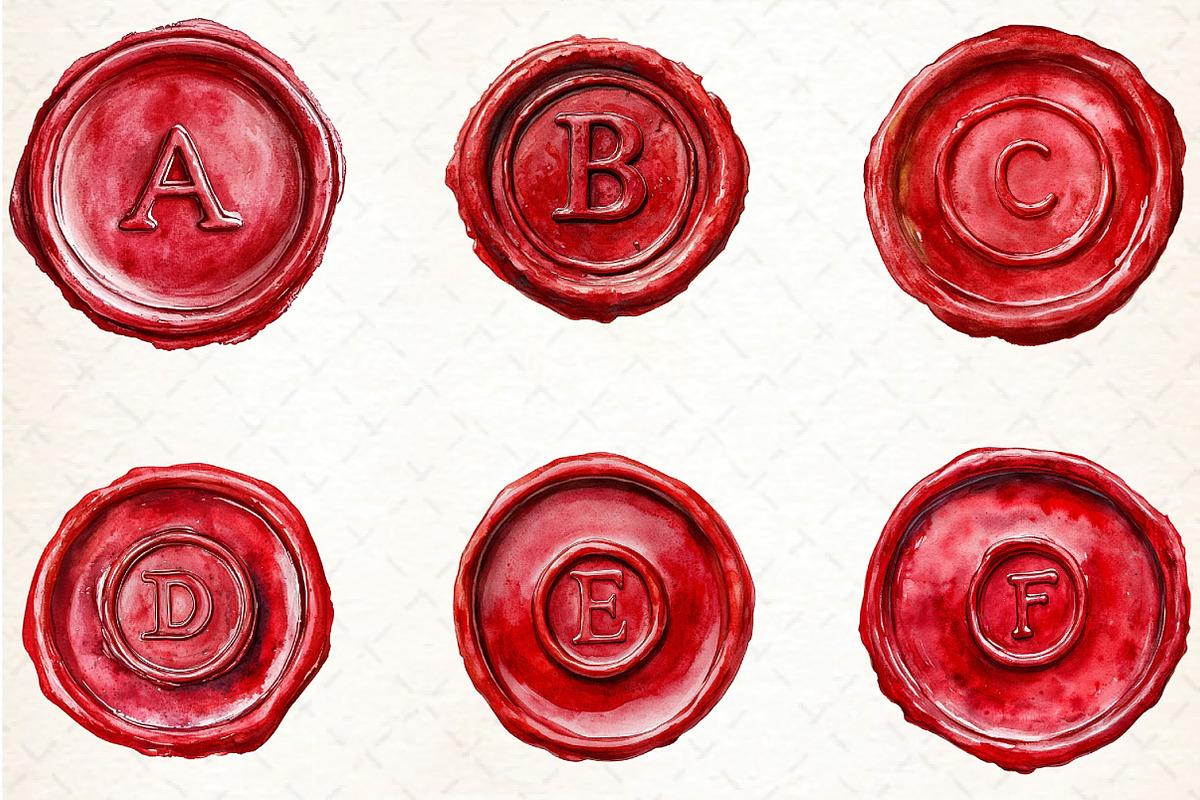Seal Wax Letter Red Stamp Bundle, an Illustration by DreamCafeArt (Photo 2 of 7)