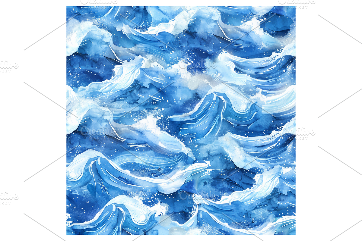Watercolor Waves Digital Paper, a Pattern Graphic by Chromolume Studio (Photo 11 of 28)