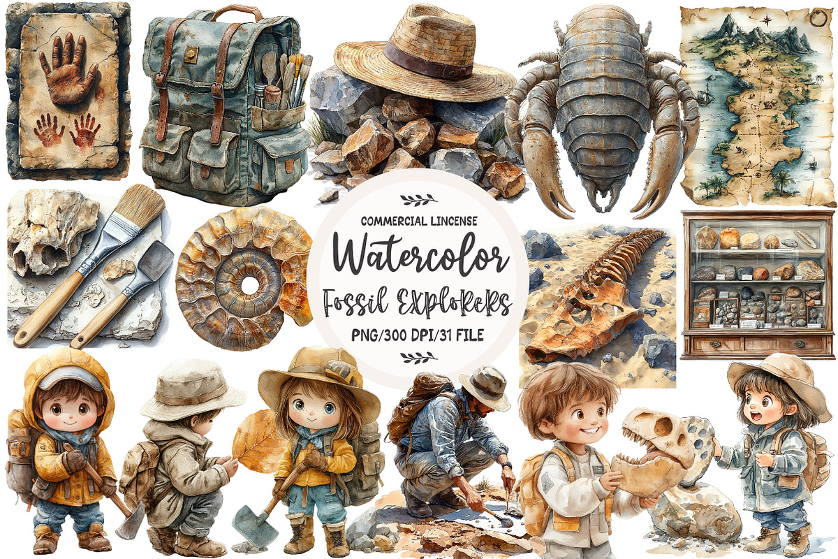 Fossil Explorers Clipart, an Illustration by OK Design (Photo 1 of 5)