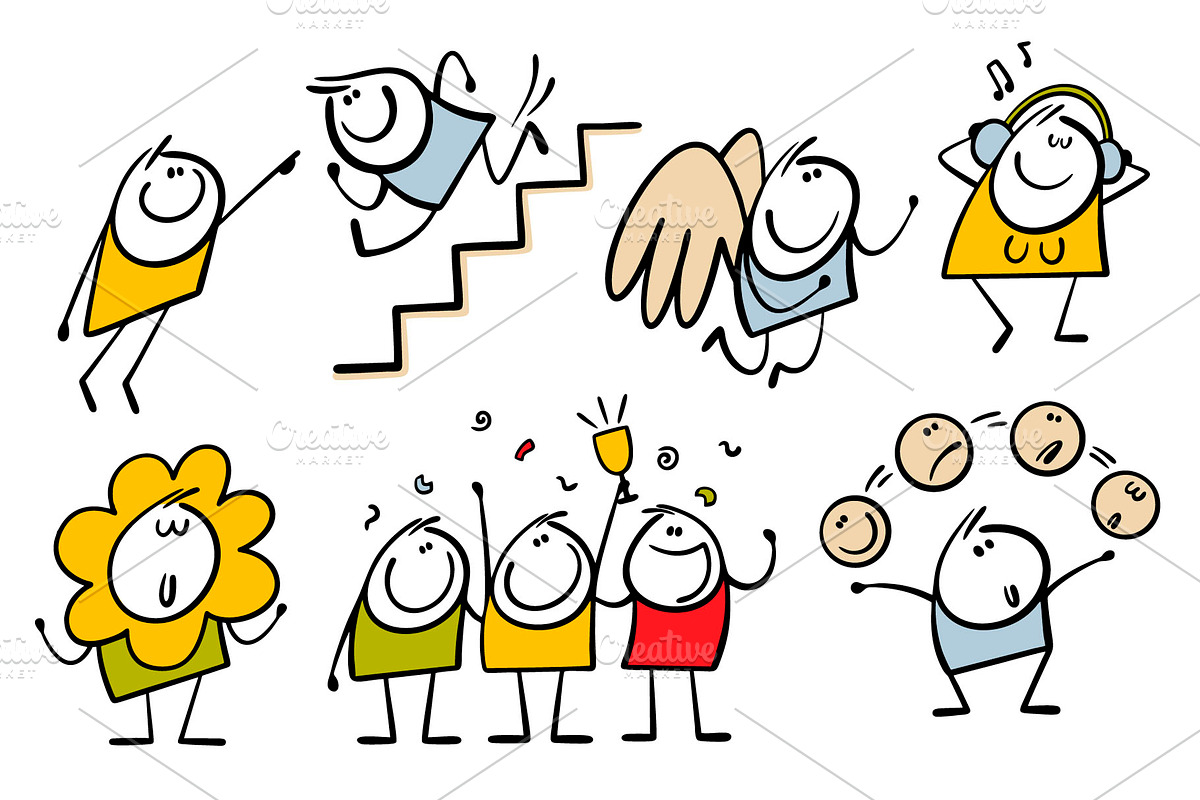 Cartoon positive emotions set 1., an Illustration by eka panova (Photo 6 of 7)