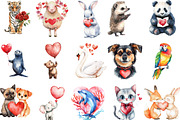 Watercolor Animals Valentine's Clipa, an Illustration by designcity5 (Thumbnail 3 of 5)