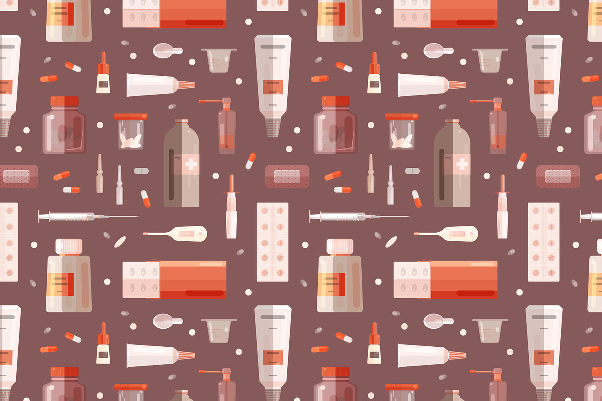 Medicine set + seamless pattern, a Healthcare Illustration by Good Studio (Photo 7 of 14)