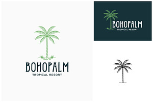 Palm Coconut Tree Boho Line Art Logo, a Branding & Logo Template by Enola99d