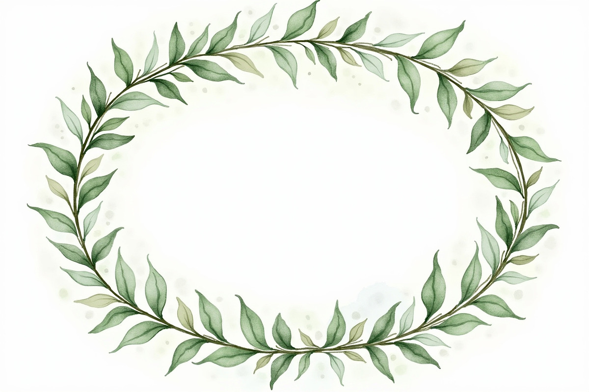 Green Watercolor Leaf Wreaths, an Illustration by Amazin_art (Photo 6 of 10)