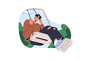 Happy people on swings in nature set, a Person Illustration by PaperTrident (Thumbnail 7 of 7)