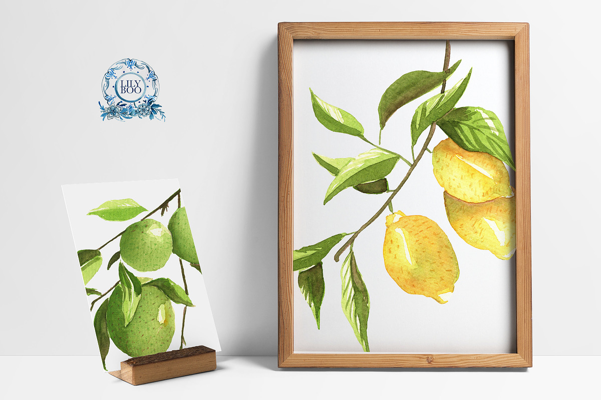 Lemon Lime Orange Watercolor Bundle, a Food Illustration by LilyBoo Clipart (Photo 2 of 6)
