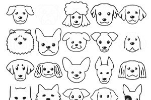 Cartoon Dog Head/Faces Set 1