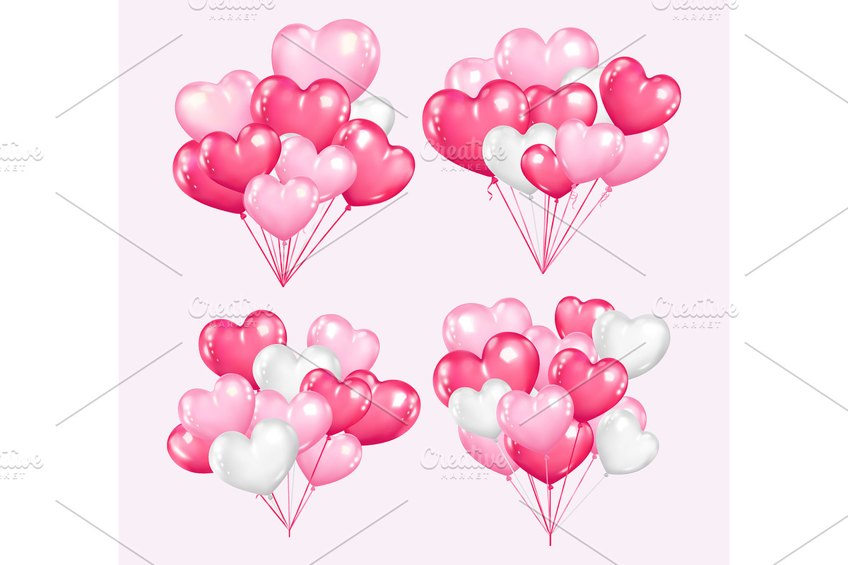 Bunch of floating heart balloons, a Decorative Illustration by Yayasya