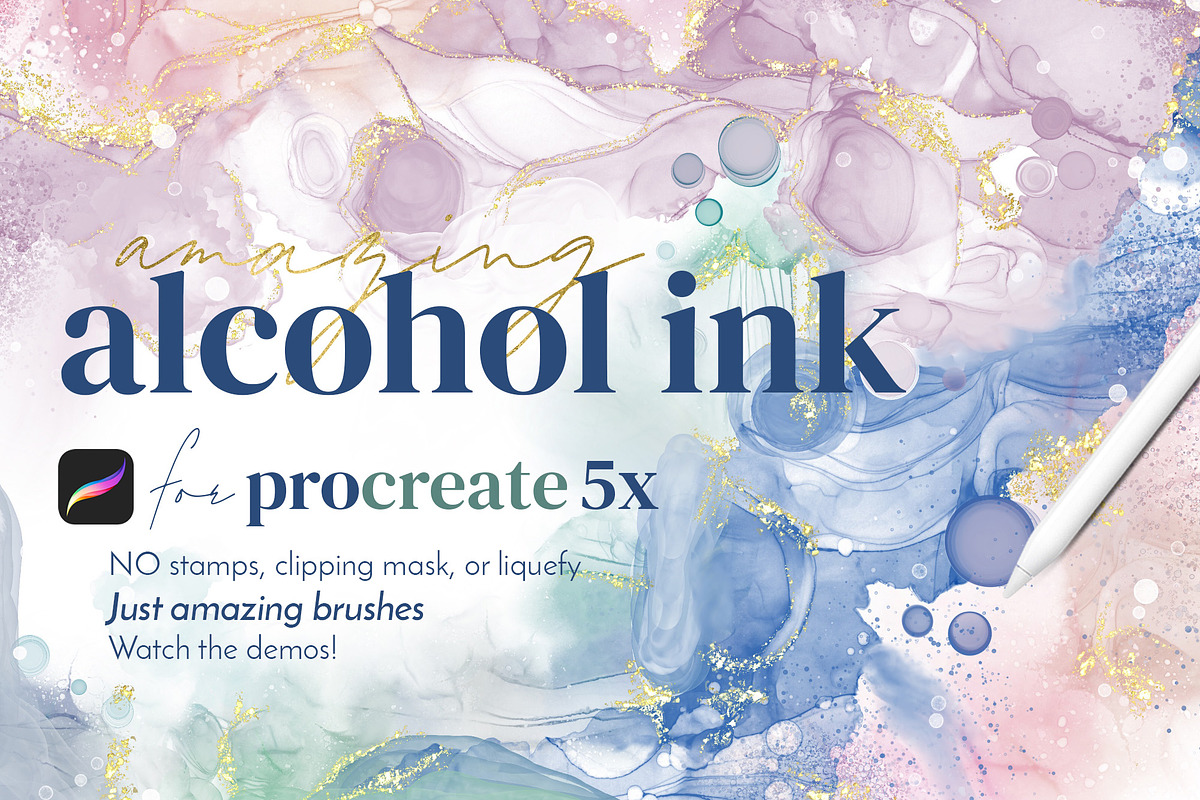 Amazing Alcohol Ink for Procreate, a Brush Add-On by AJ Brushes (Photo 1 of 17)