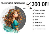 Cute Princesses PNG Clipart Bundle, a Seasonal Illustration by Craft Nest (Thumbnail 2 of 6)