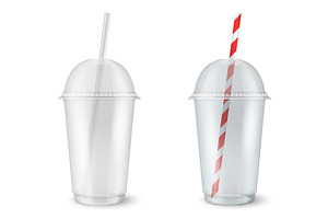 Plastic disposable cup. Vector set., a Food Illustration by Gomolach